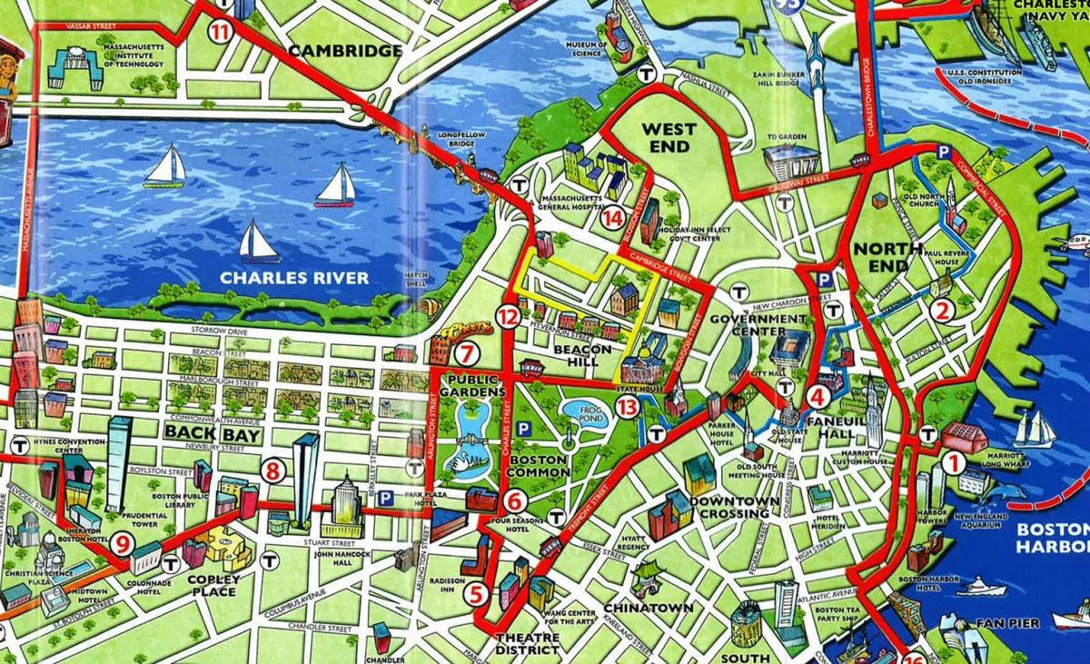 mapa ng Boston atraksyon