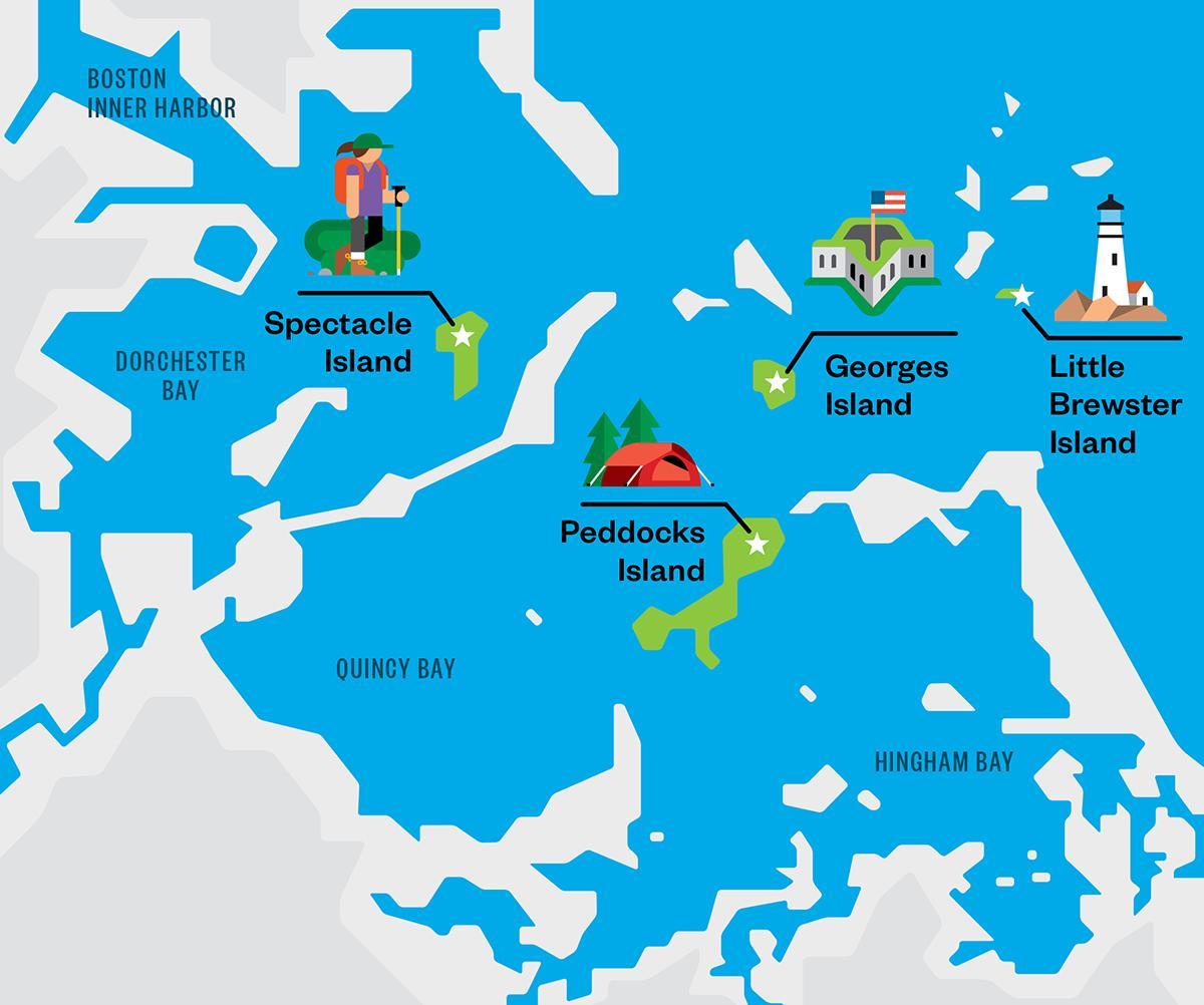 mapa ng Boston harbor sa isla