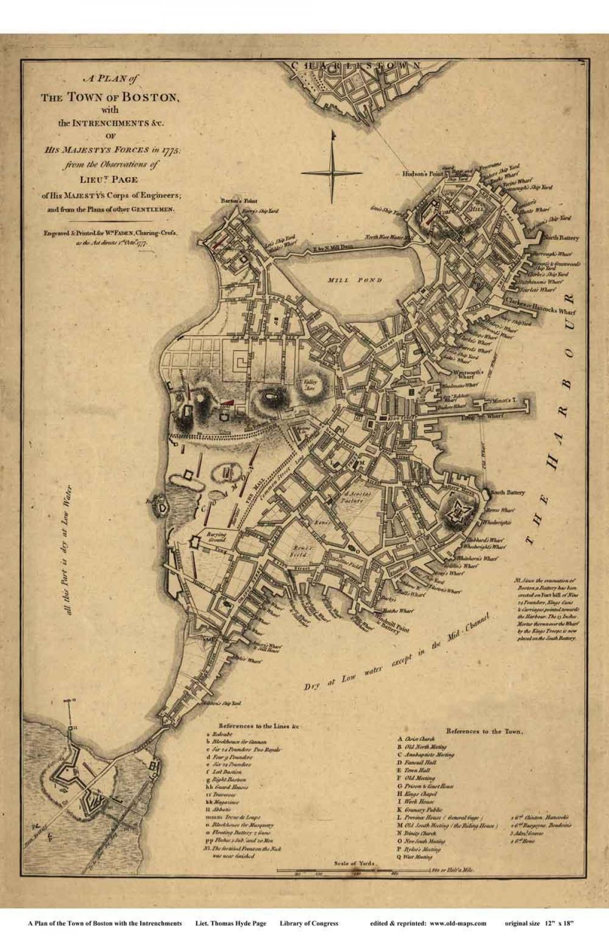 mapa ng makasaysayang Boston