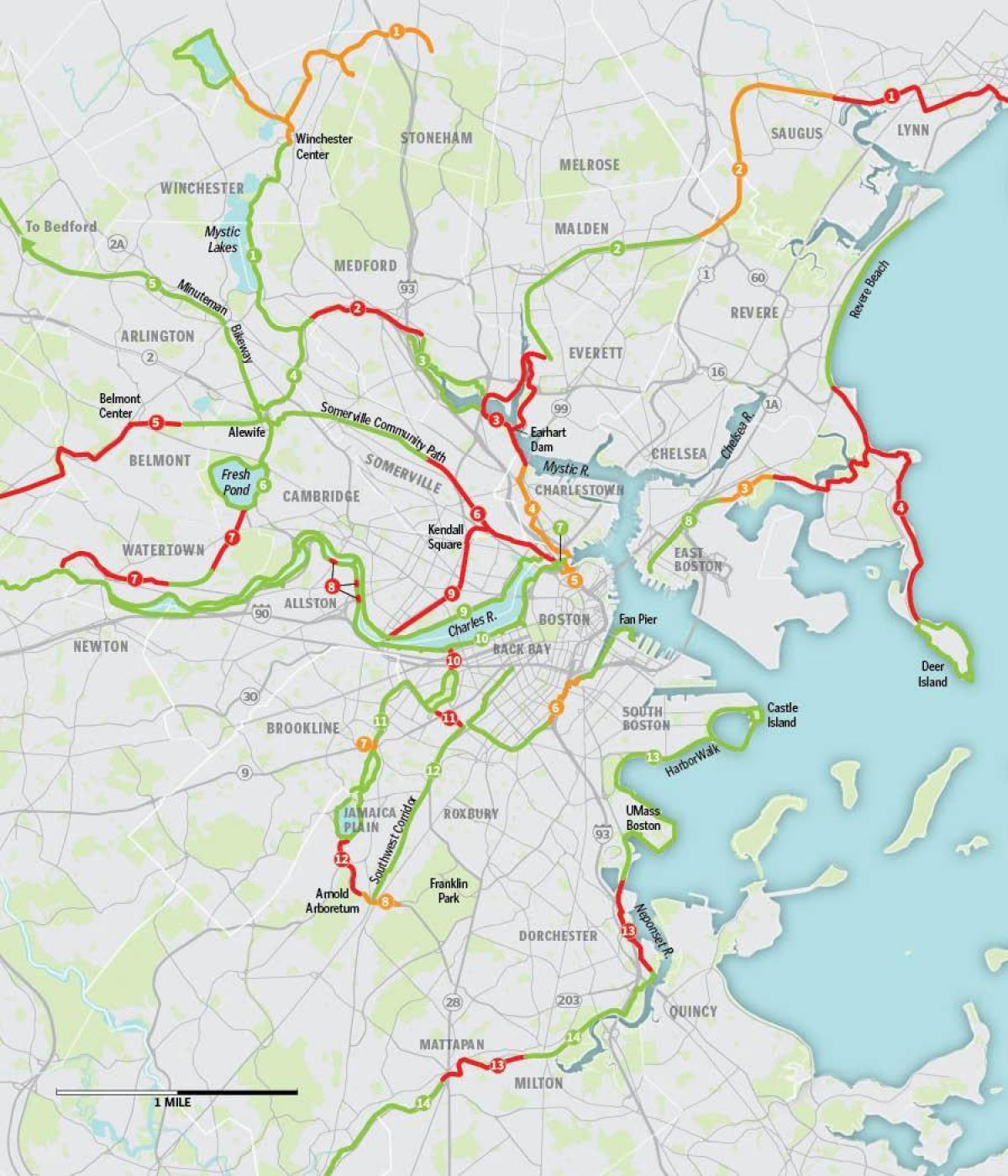 mapa ng Boston bike