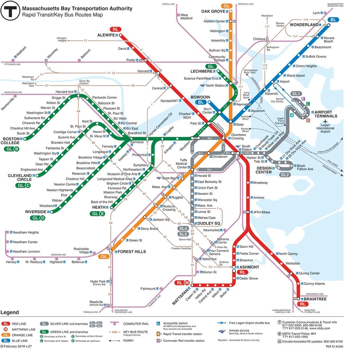 MBTA mapa pulang linya