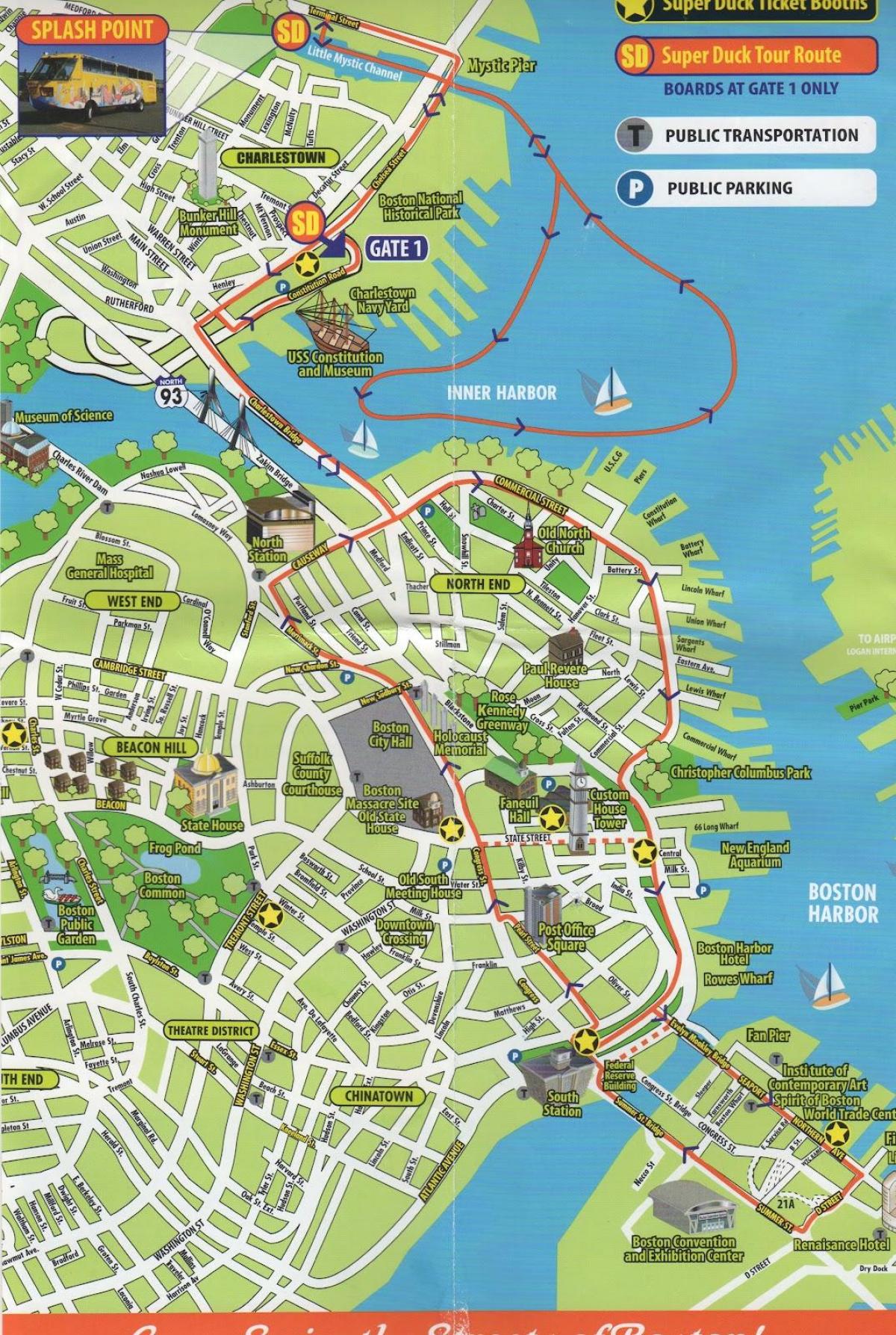 mapa ng Boston sightseeing