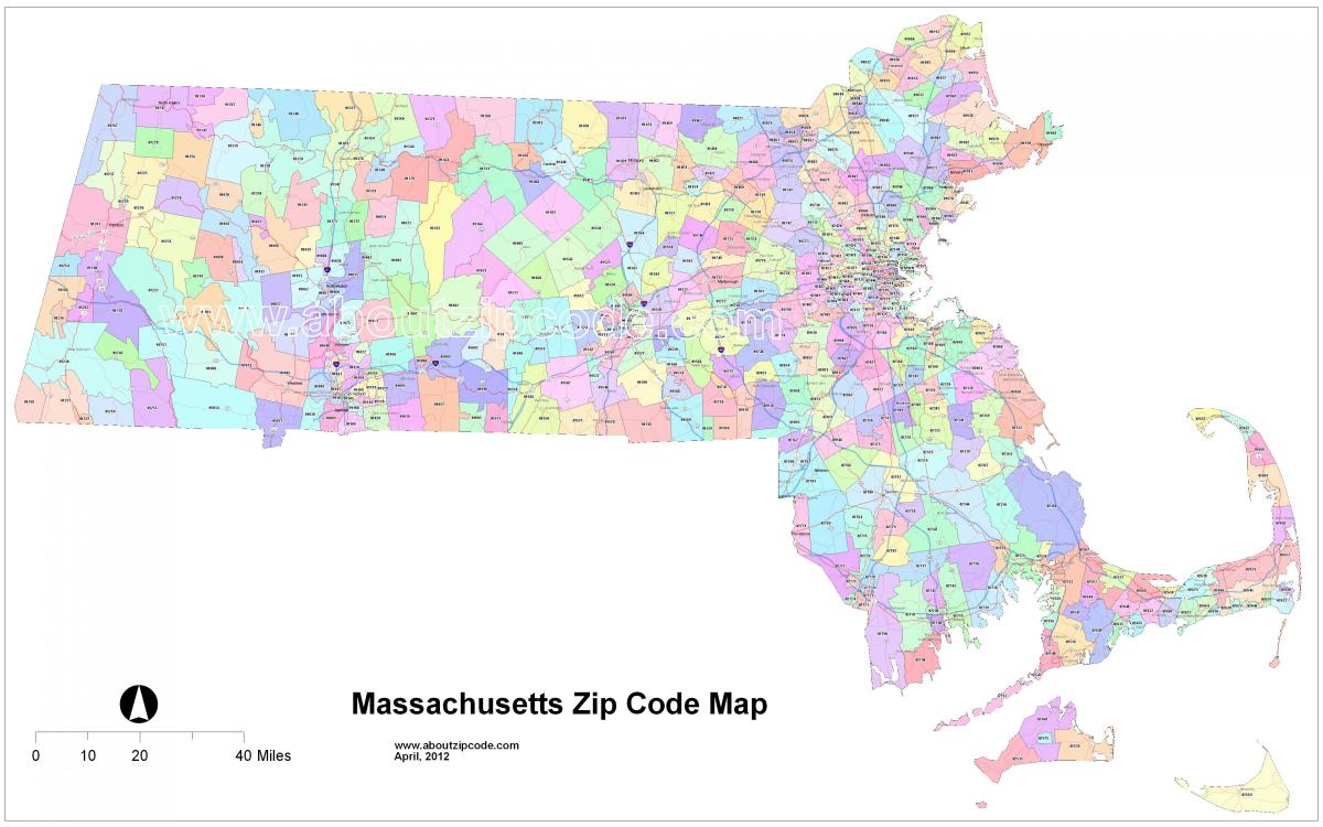 zip code mapa ng Boston