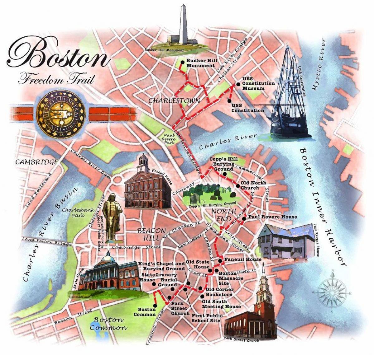 mapa ng Boston freedom trail