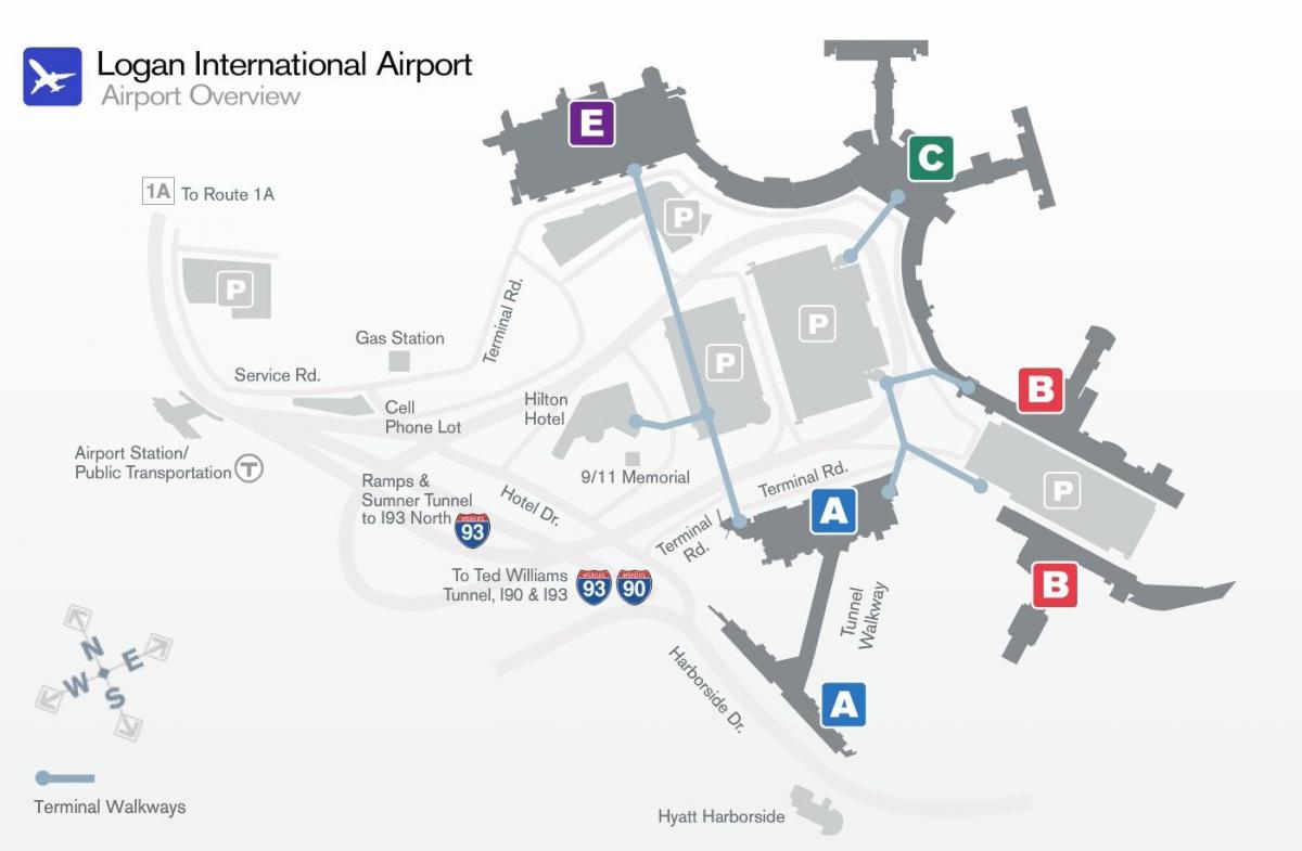 mapa ng Logan airport terminal b