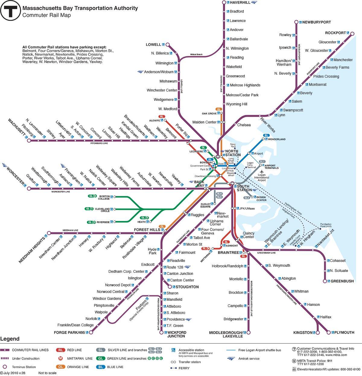 commuter rail mapa Boston